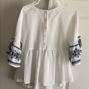 White & Navy Blouse